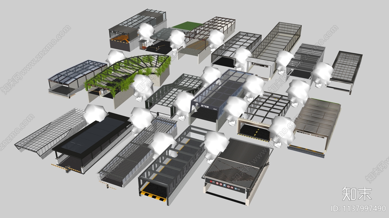 现代地下停车场出入口SU模型下载【ID:1137997490】