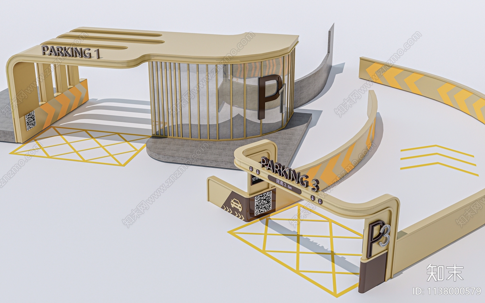 现代停车场出入口SU模型下载【ID:1138000579】