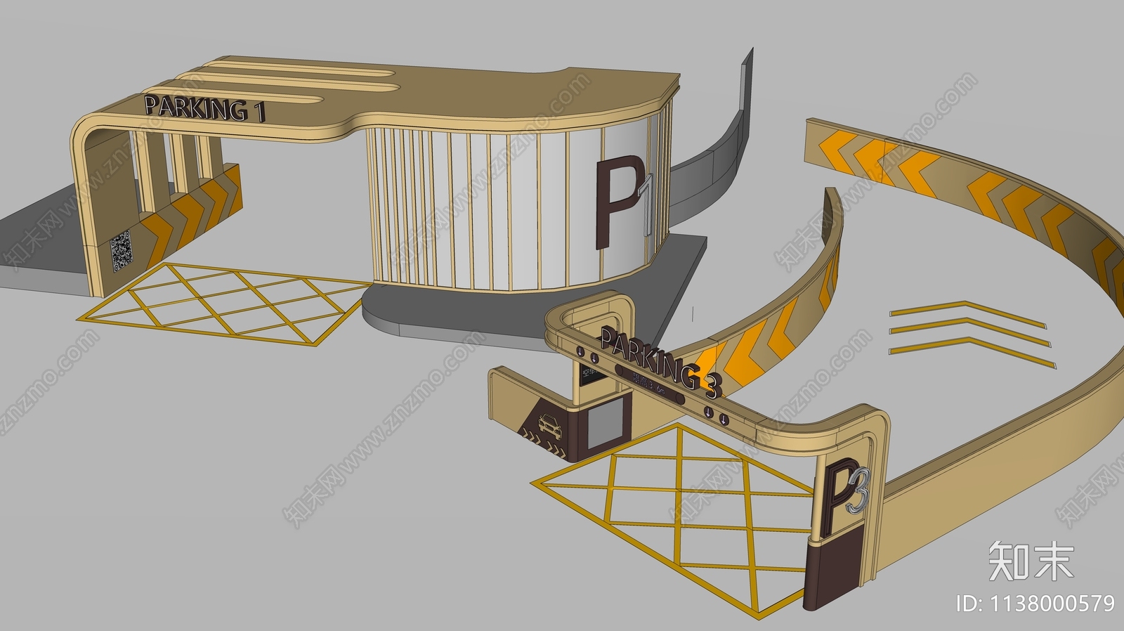 现代停车场出入口SU模型下载【ID:1138000579】