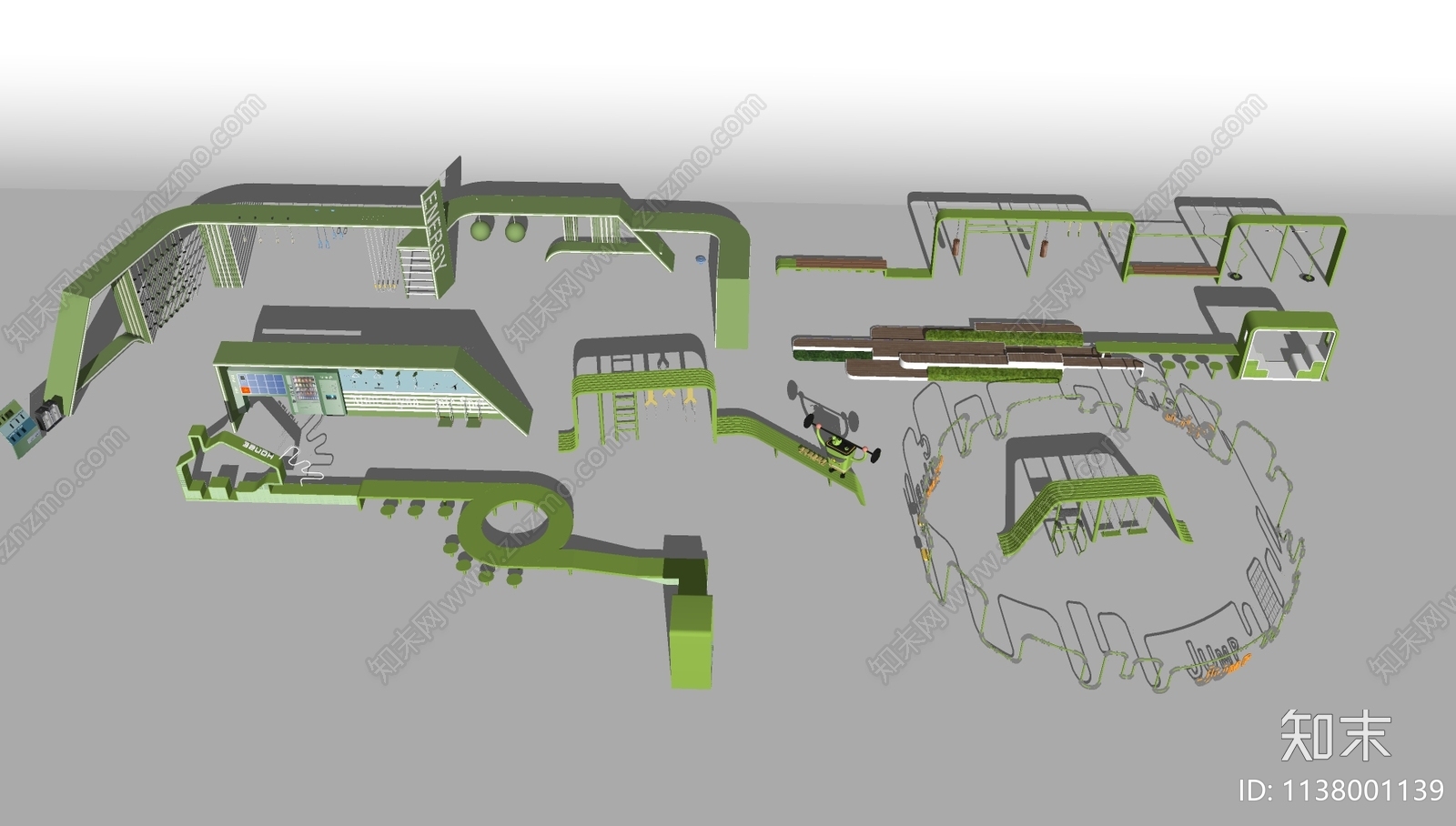 运动健身器材组合SU模型下载【ID:1138001139】