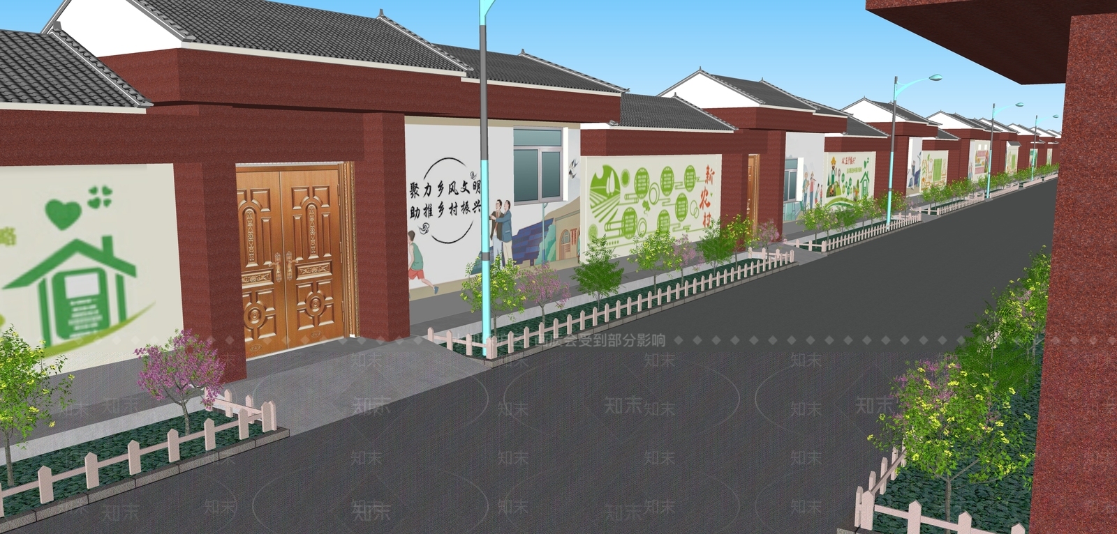 新中式乡村景观SU模型下载【ID:1138145491】