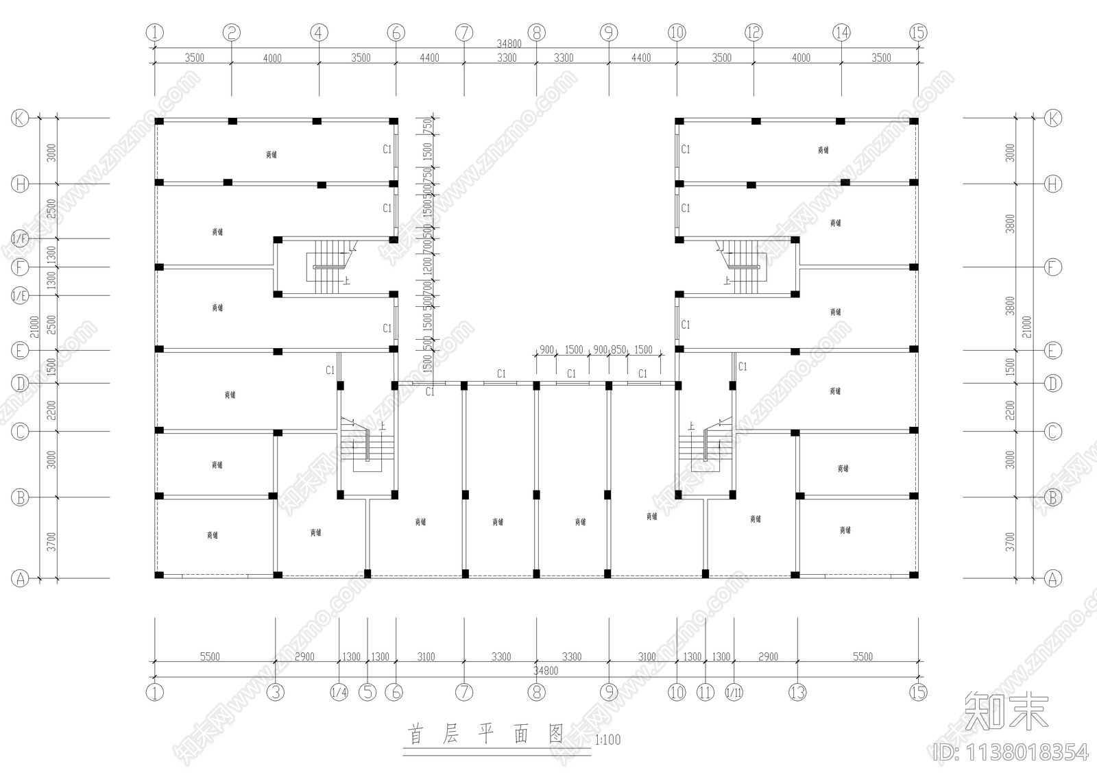 安置楼建筑cad施工图下载【ID:1138018354】