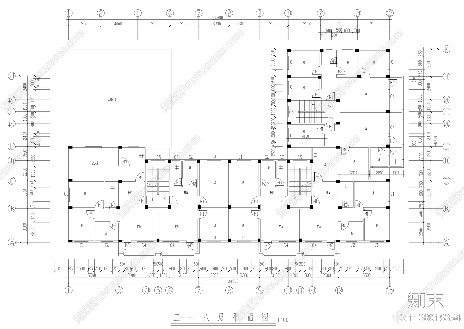 安置楼建筑cad施工图下载【ID:1138018354】