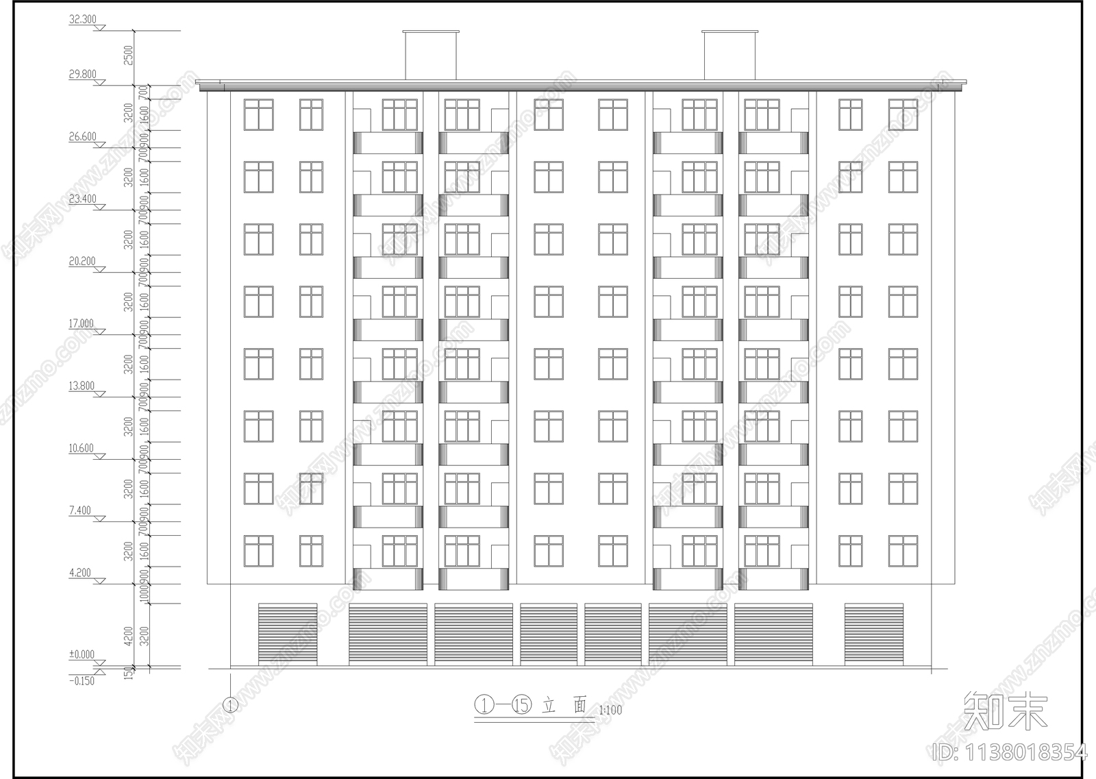 安置楼建筑cad施工图下载【ID:1138018354】