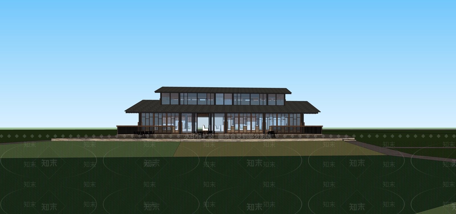新中式游客中心SU模型下载【ID:1138019889】