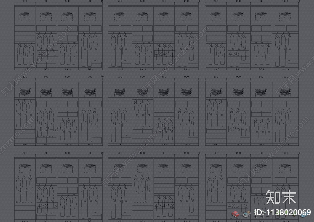 500款综合衣柜图集cad施工图下载【ID:1138020069】