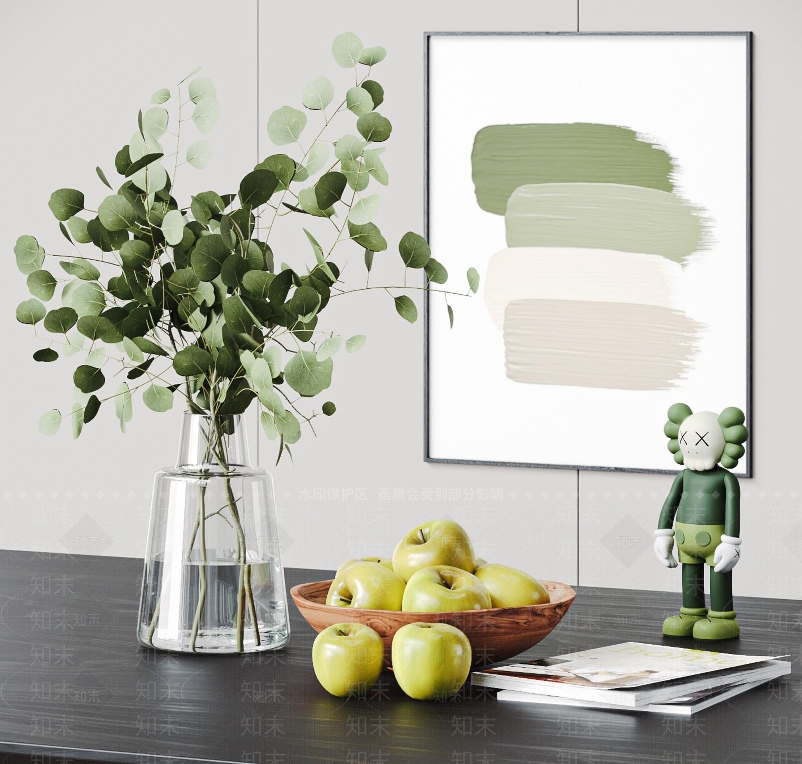 现代花瓶果盘摆件组合3D模型下载【ID:1138020384】