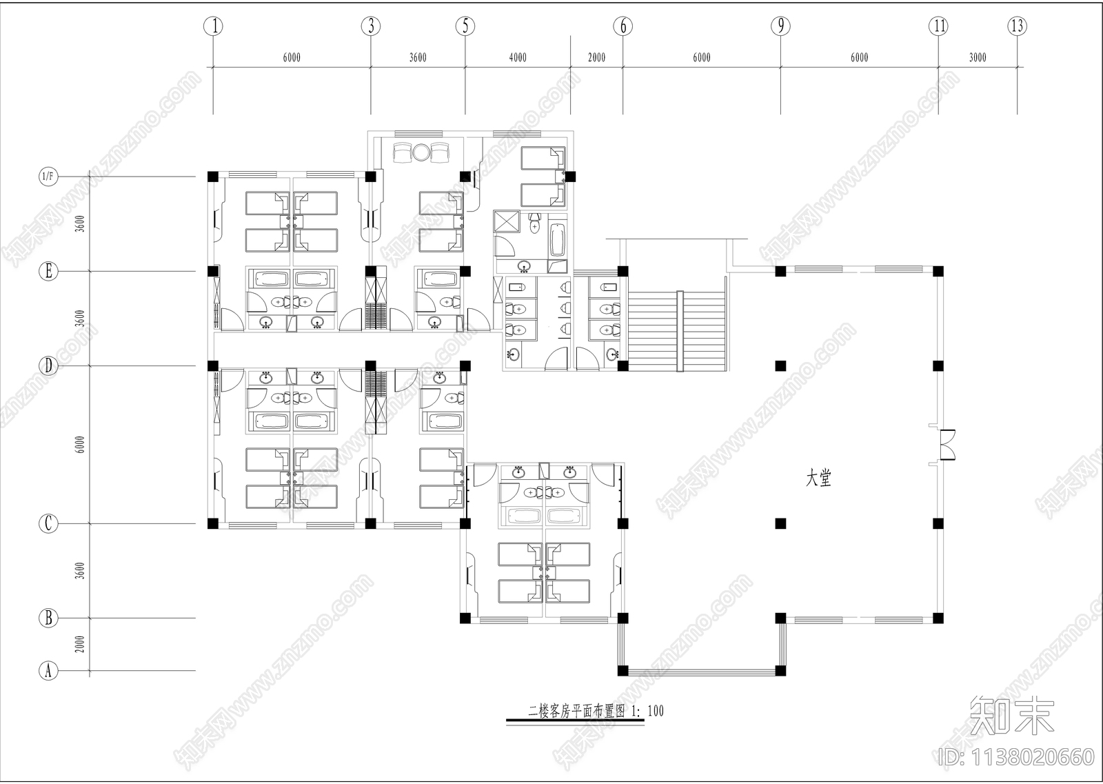 宾馆室内改造工程cad施工图下载【ID:1138020660】