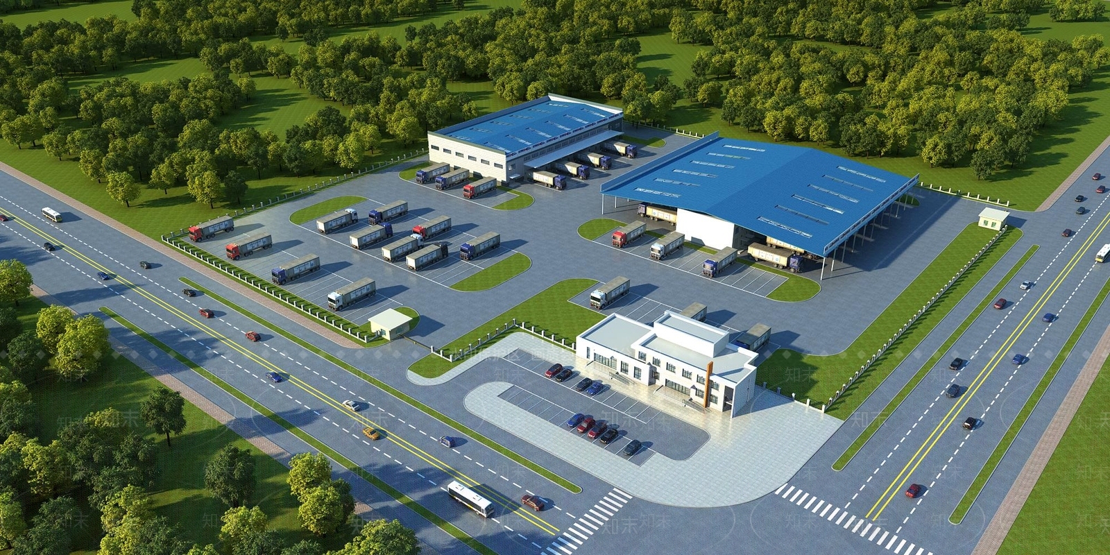 现代货运站厂区3D模型下载【ID:1138021465】