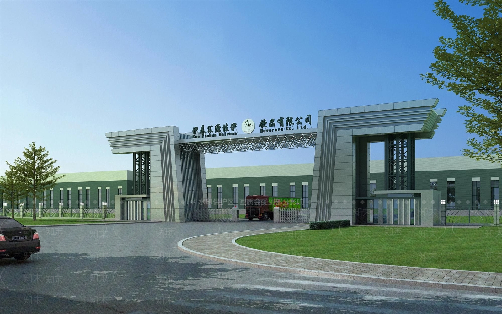 现代入口3D模型渲染效果图