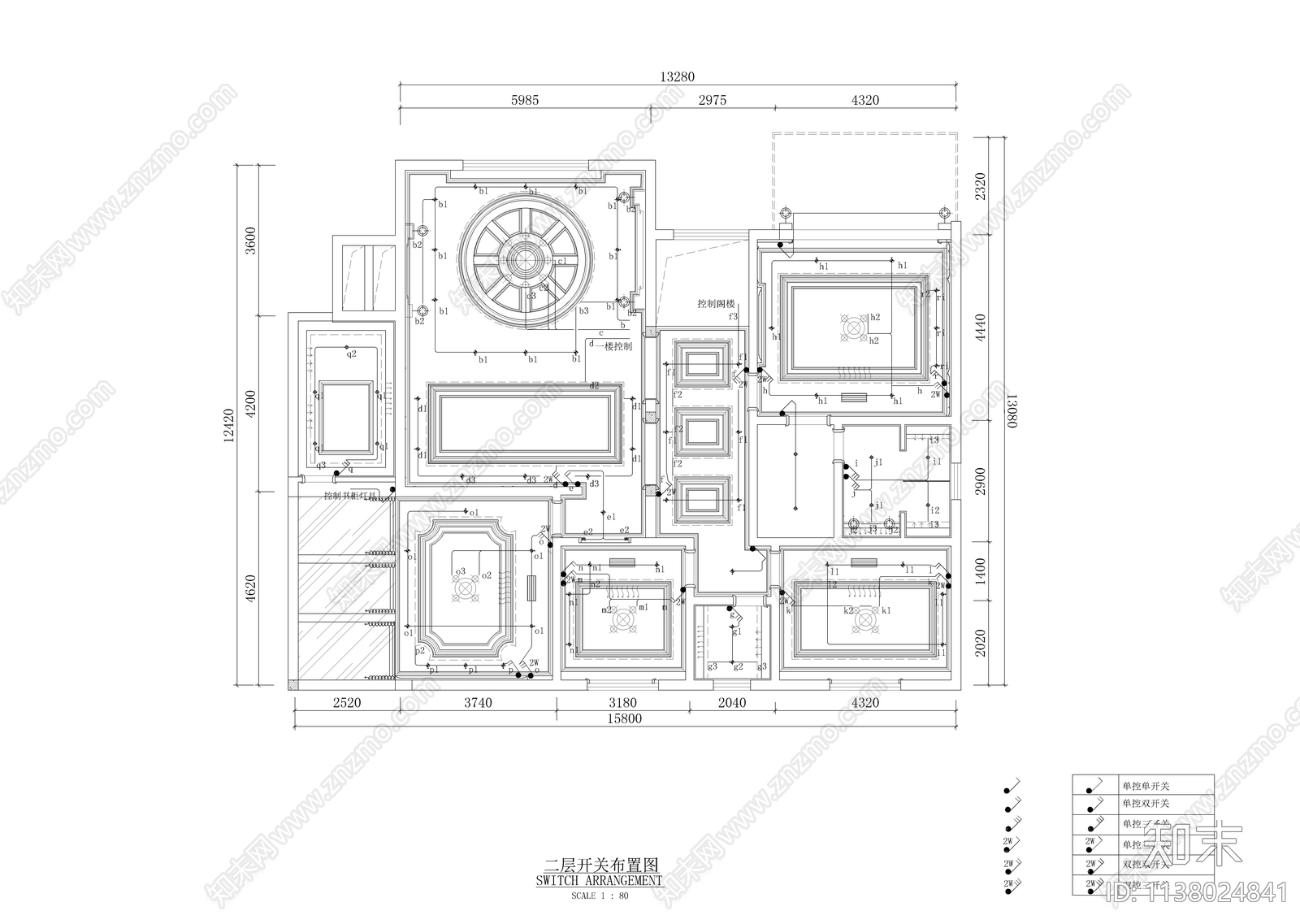 豪华欧式别墅全套室内装修cad施工图下载【ID:1138024841】
