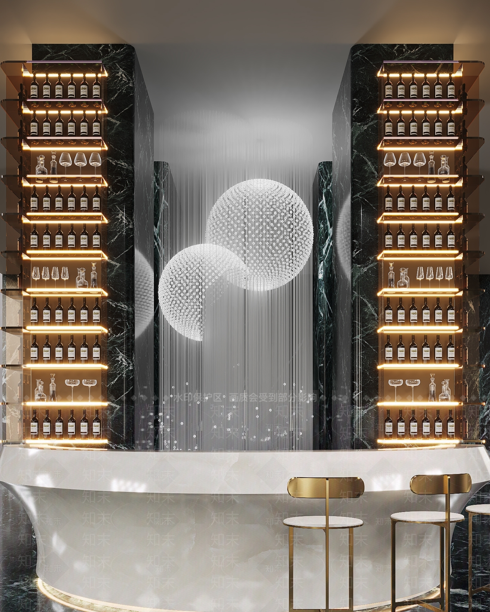 现代酒吧吧台SU模型下载【ID:1138032488】