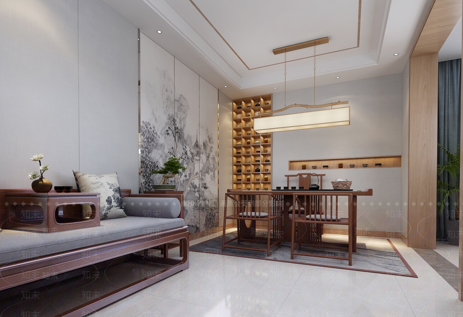 新中式餐厅包间3D模型下载【ID:1138033988】_知末3d模型网