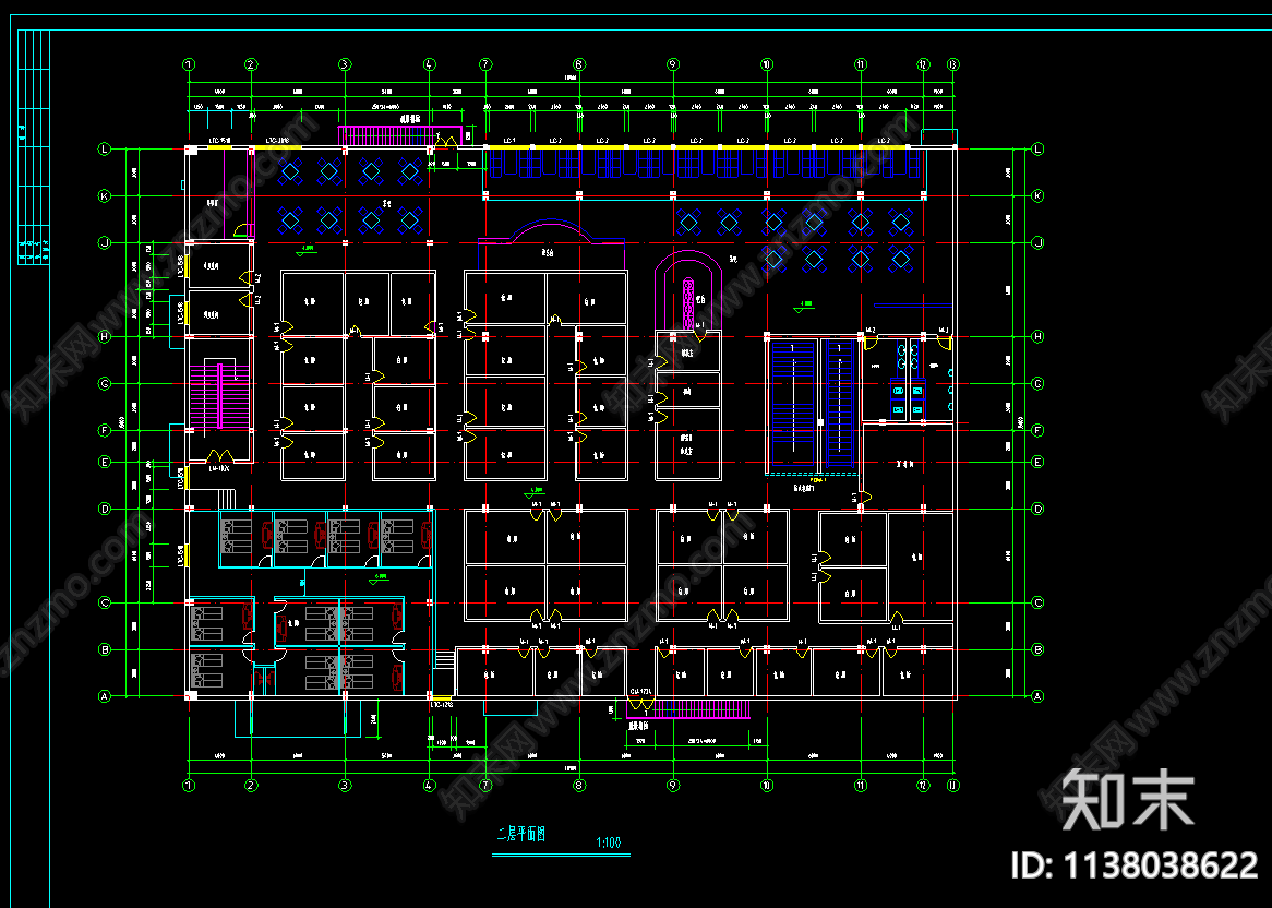 休闲中心浴场建筑cad施工图下载【ID:1138038622】