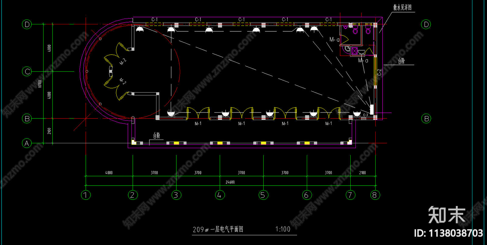 西班牙风格售楼处建筑cad施工图下载【ID:1138038703】