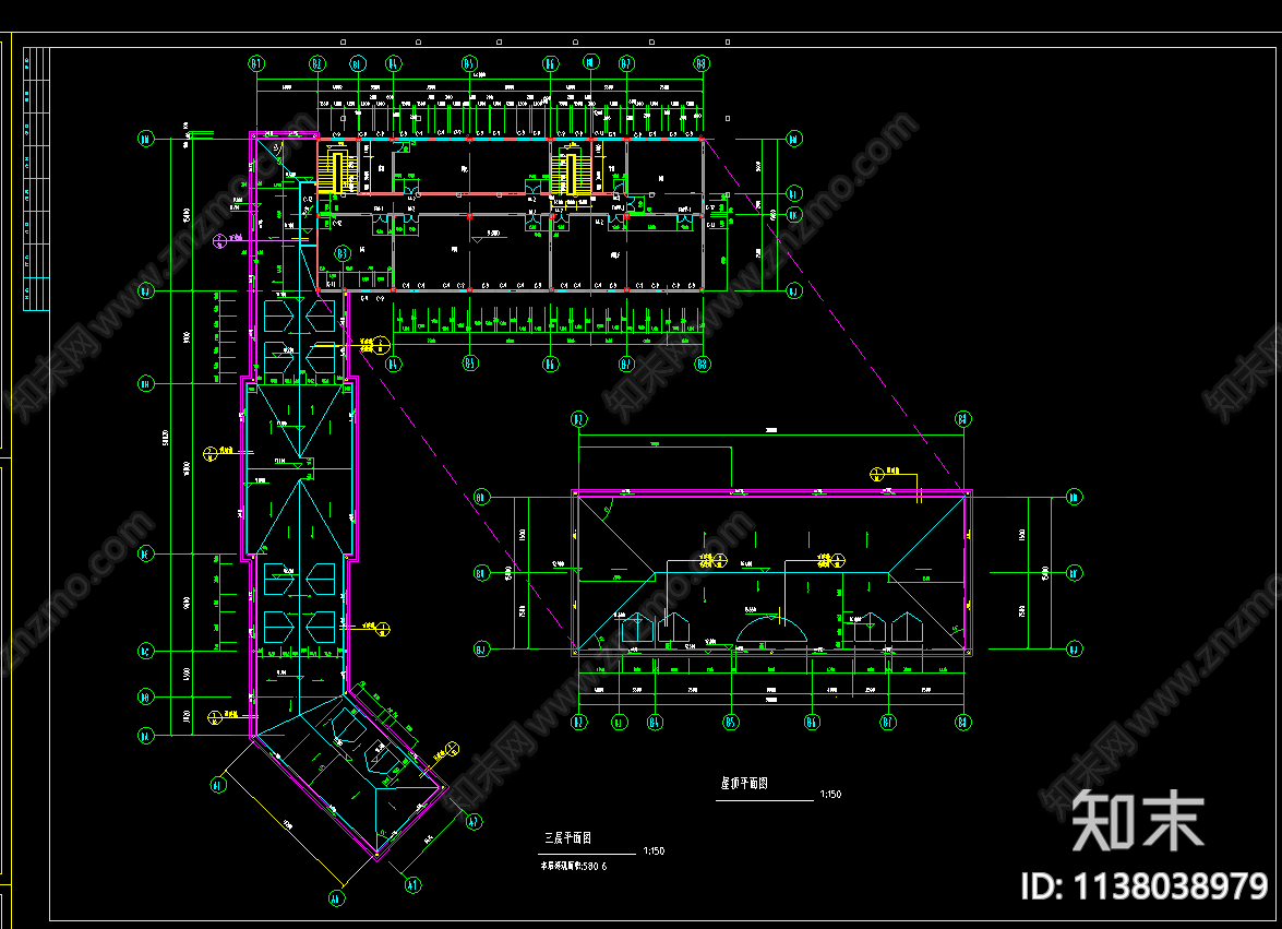 武汉长江边豪华会所建筑cad施工图下载【ID:1138038979】