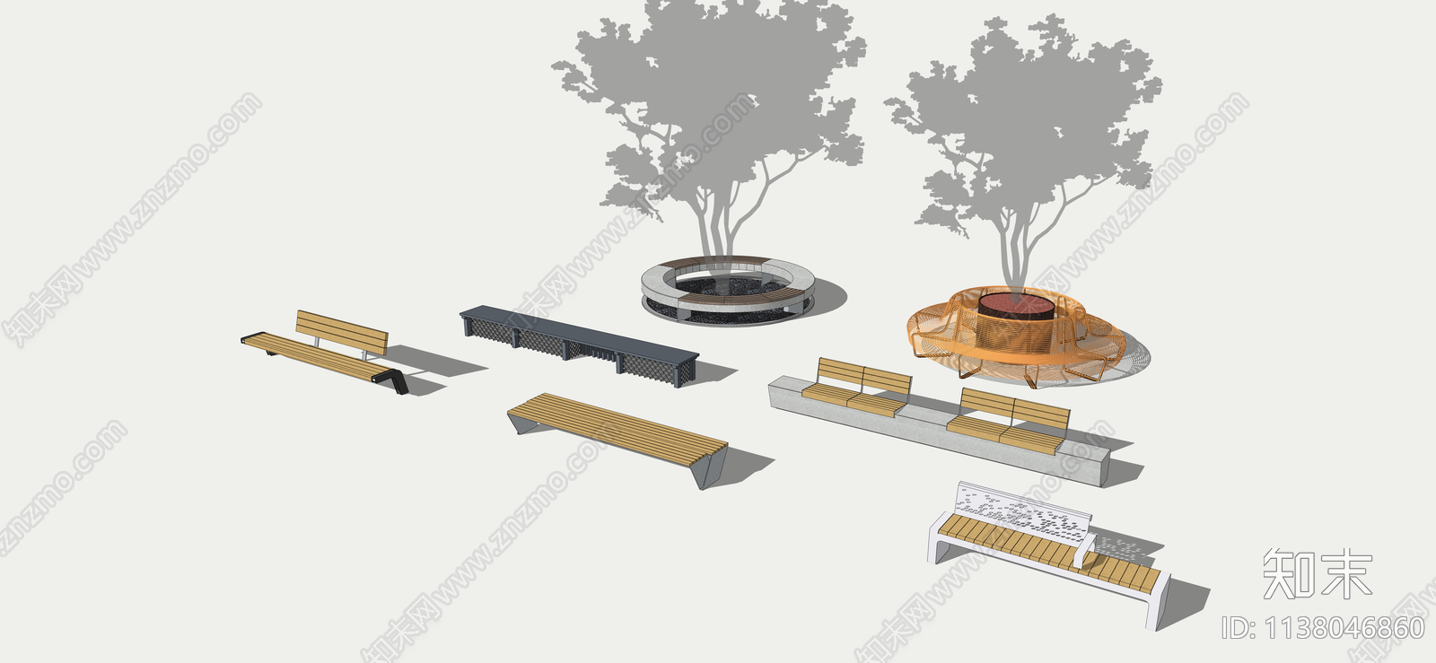 现代公园景观座椅SU模型下载【ID:1138046860】