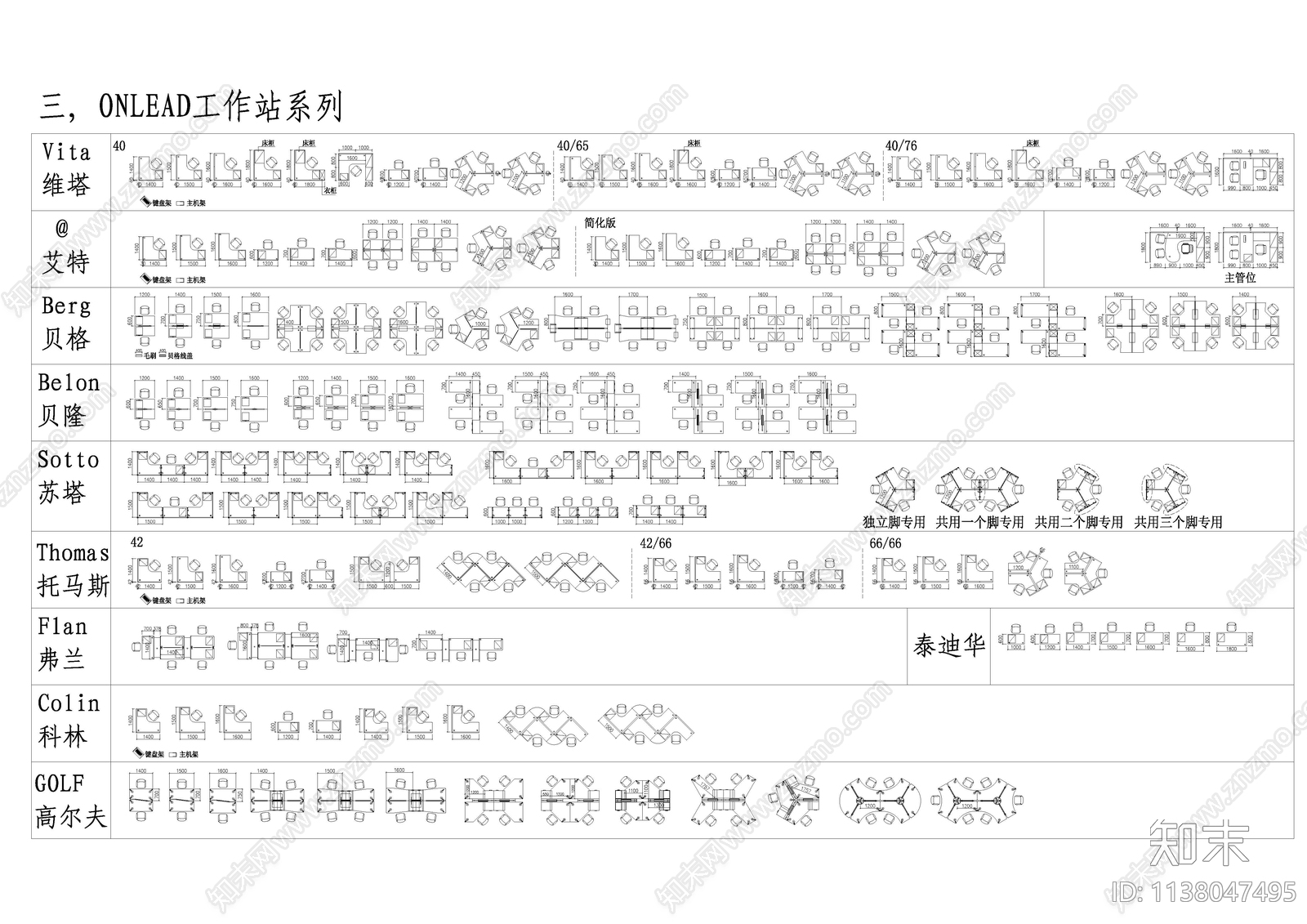 办公家具cad施工图下载【ID:1138047495】