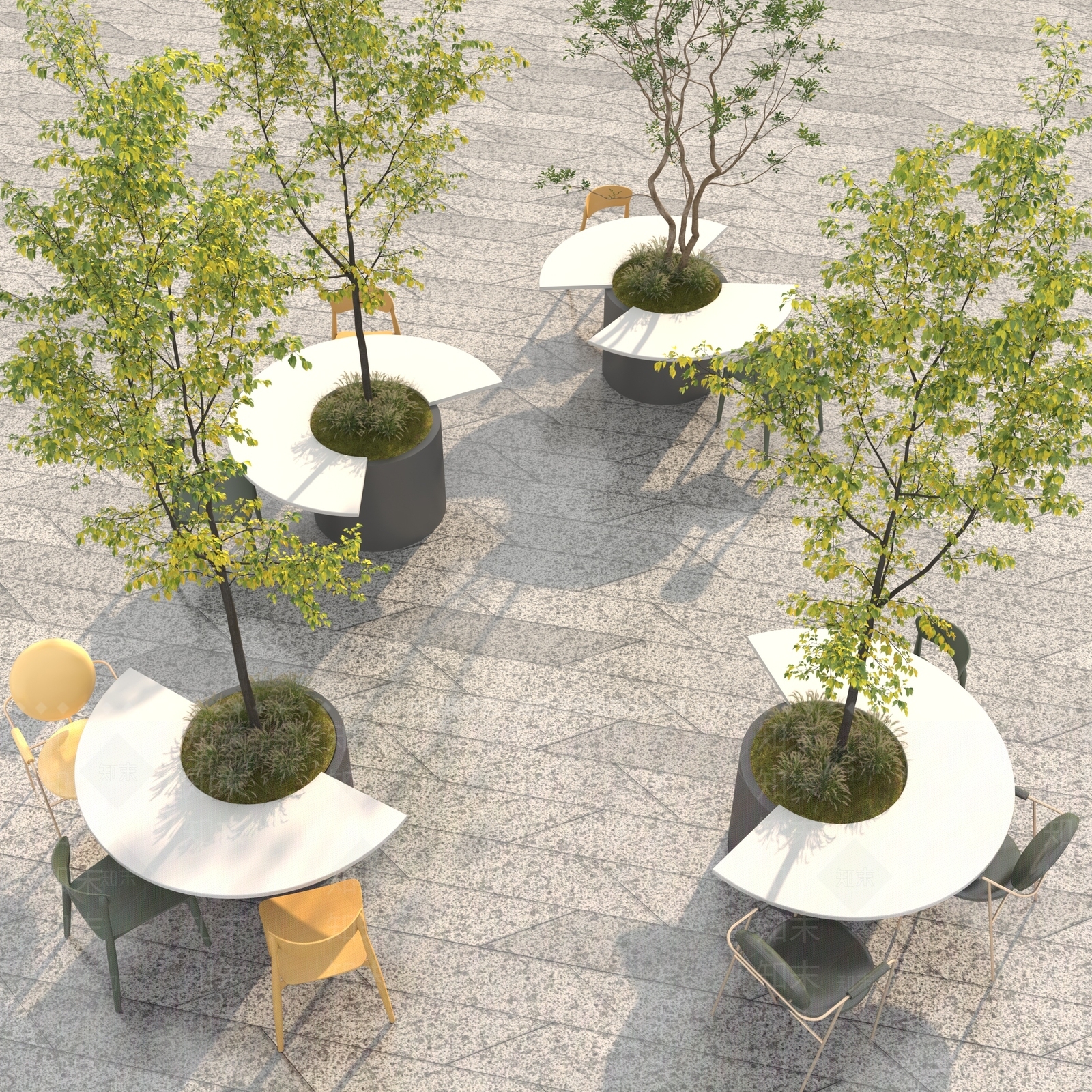 现代户外桌椅组合3D模型下载【ID:1138049265】