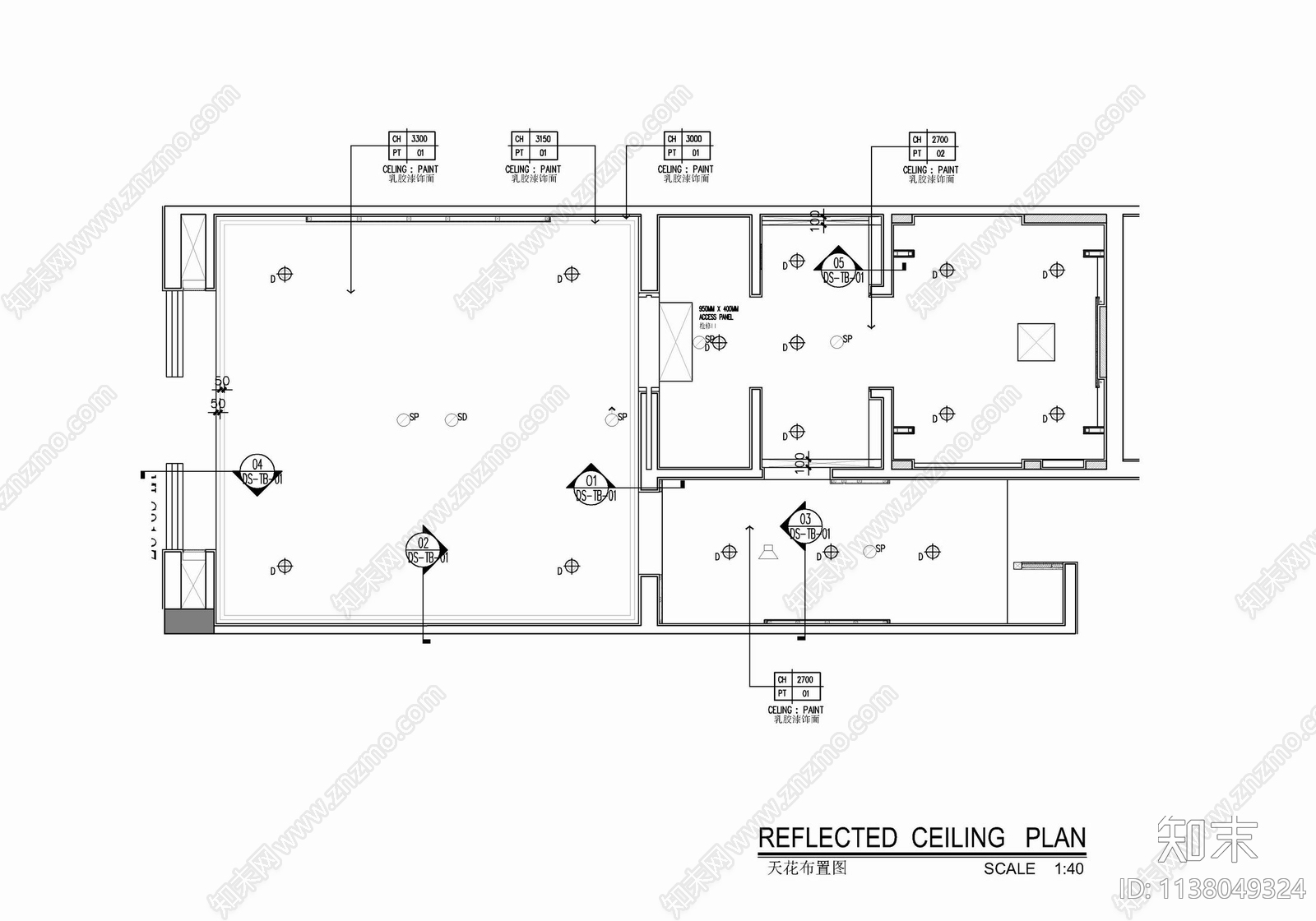 55㎡酒店标准双人间室内cad施工图下载【ID:1138049324】