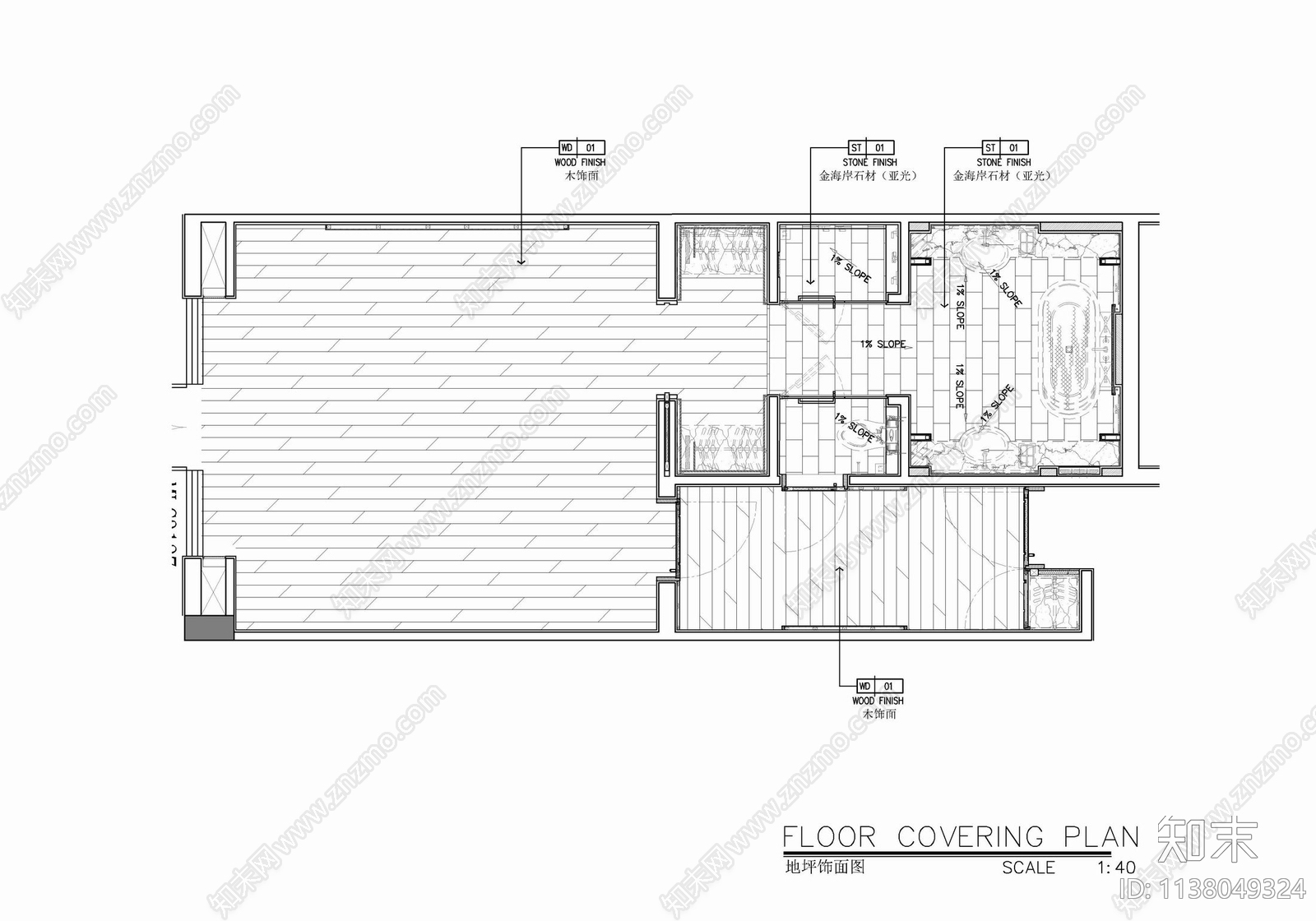 55㎡酒店标准双人间室内cad施工图下载【ID:1138049324】