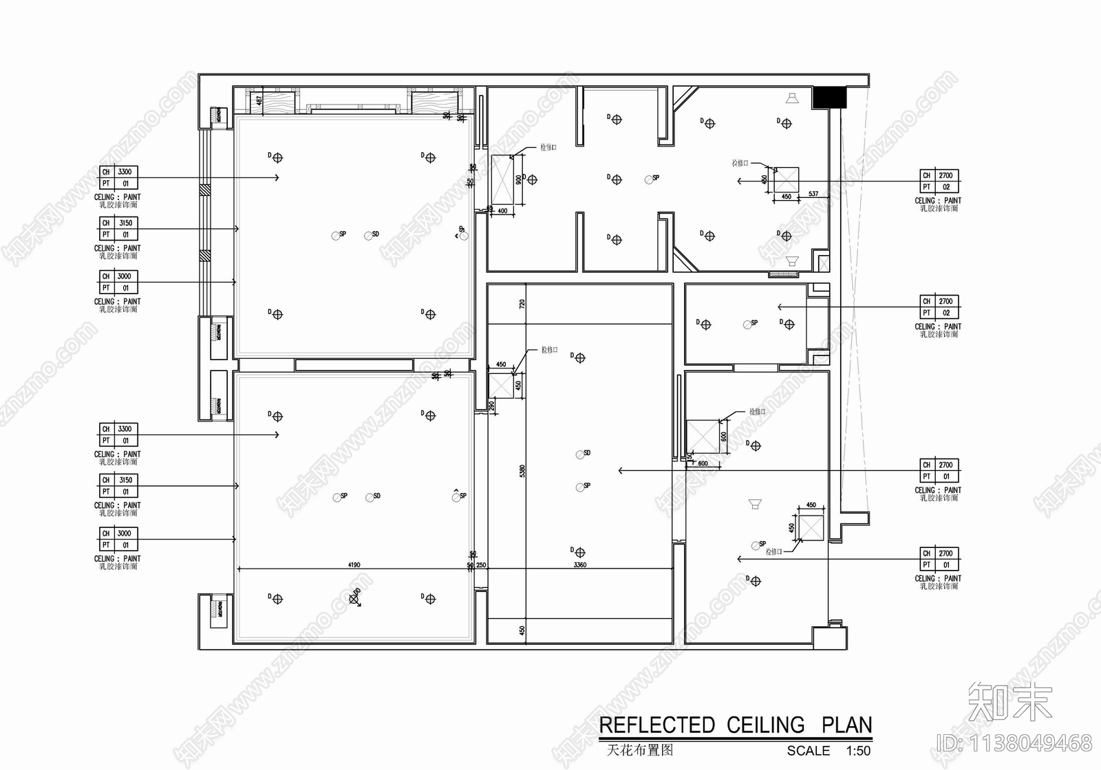 120㎡酒店豪华客房套房室内cad施工图下载【ID:1138049468】