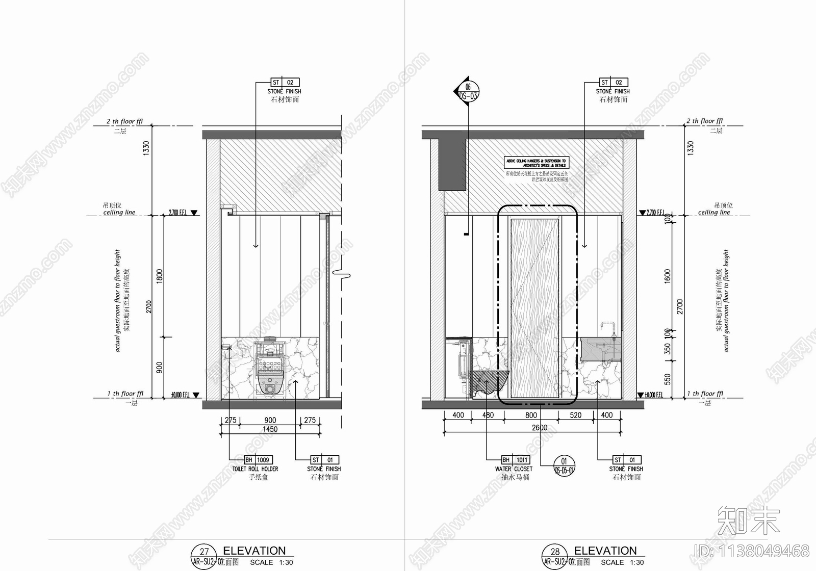 120㎡酒店豪华客房套房室内cad施工图下载【ID:1138049468】