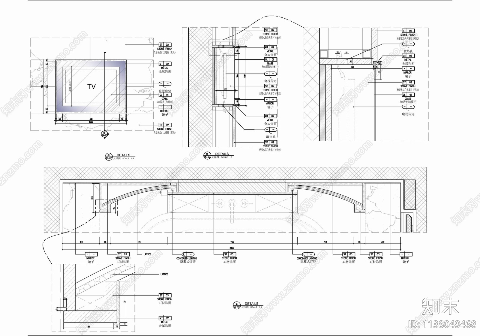 120㎡酒店豪华客房套房室内cad施工图下载【ID:1138049468】
