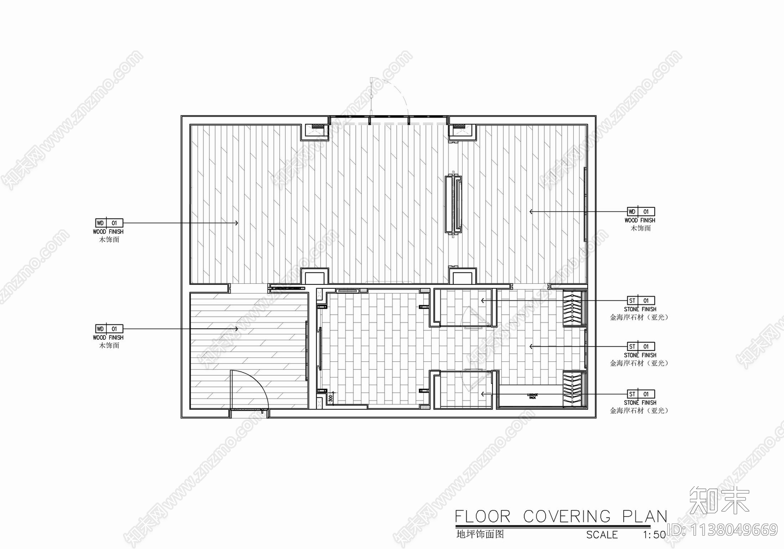 70㎡酒店豪华客房套房室内施工图下载【ID:1138049669】