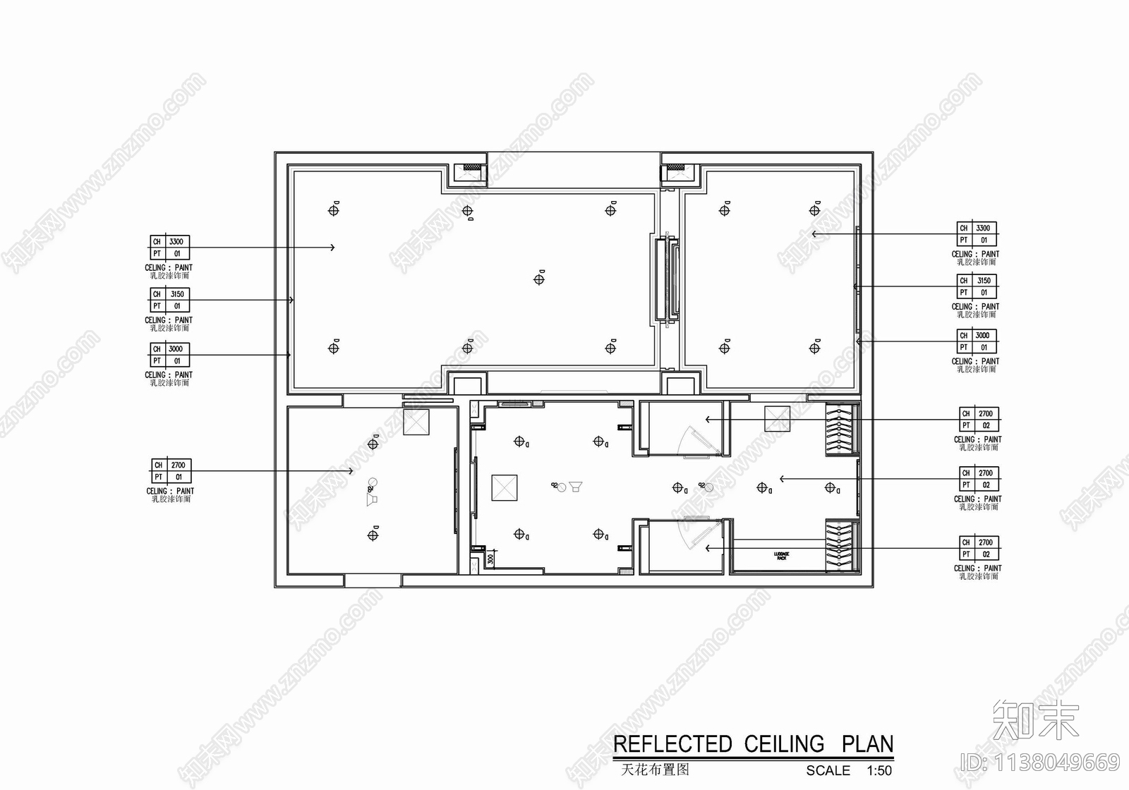 70㎡酒店豪华客房套房室内施工图下载【ID:1138049669】