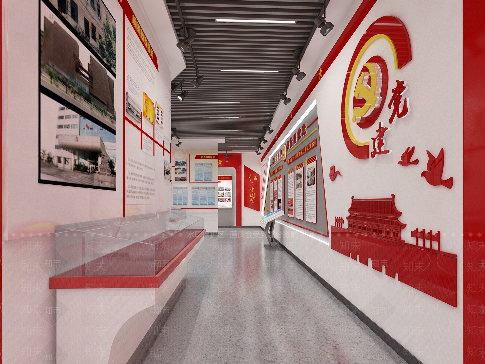 现代党建展厅SU模型下载【ID:1138049852】