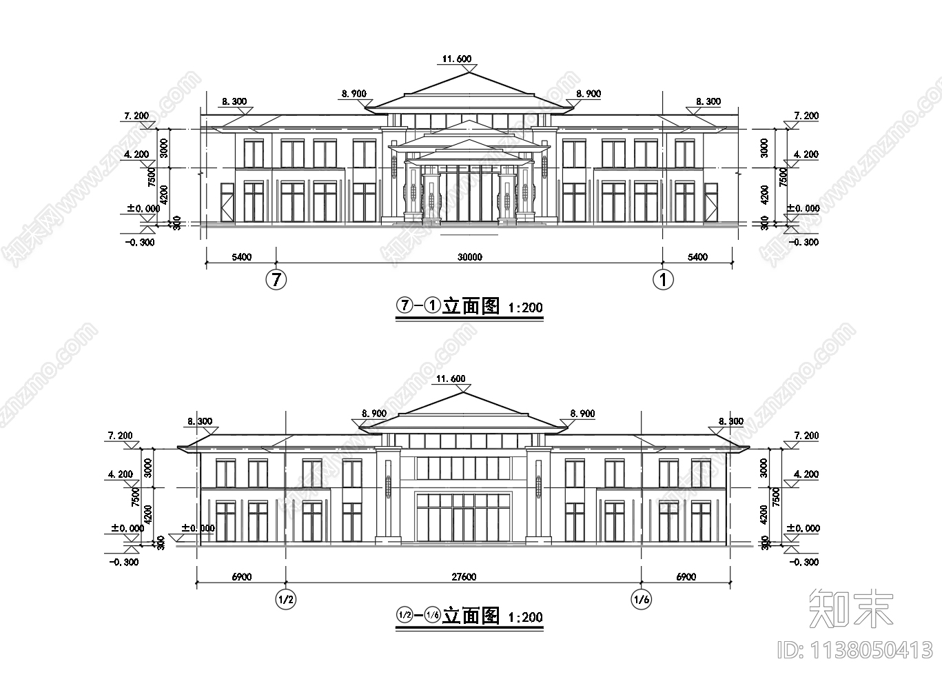 某南方会所建筑cad施工图下载【ID:1138050413】