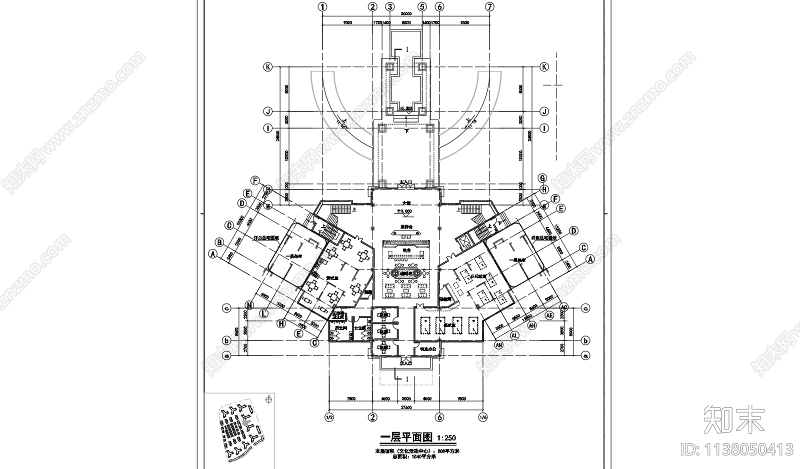 某南方会所建筑cad施工图下载【ID:1138050413】