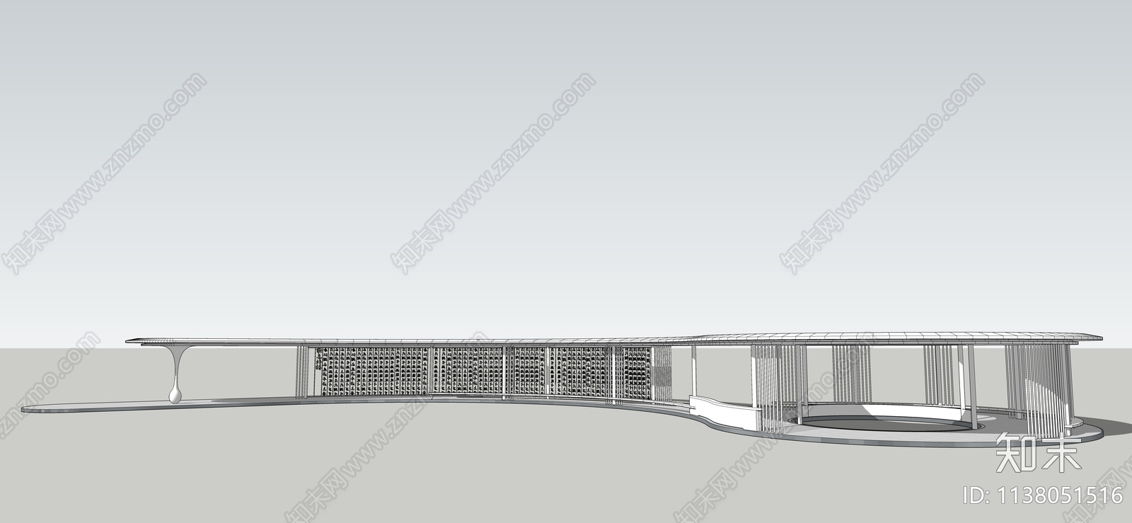 现代户外景观廊架SU模型下载【ID:1138051516】