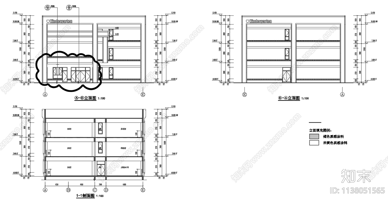 幼儿园建筑cad施工图下载【ID:1138051565】