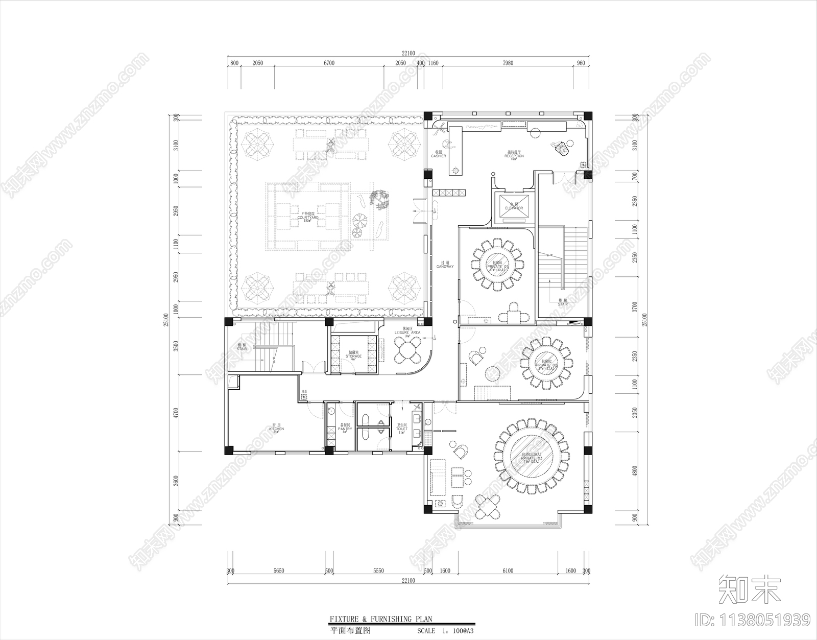 私宴会所平面图cad施工图下载【ID:1138051939】