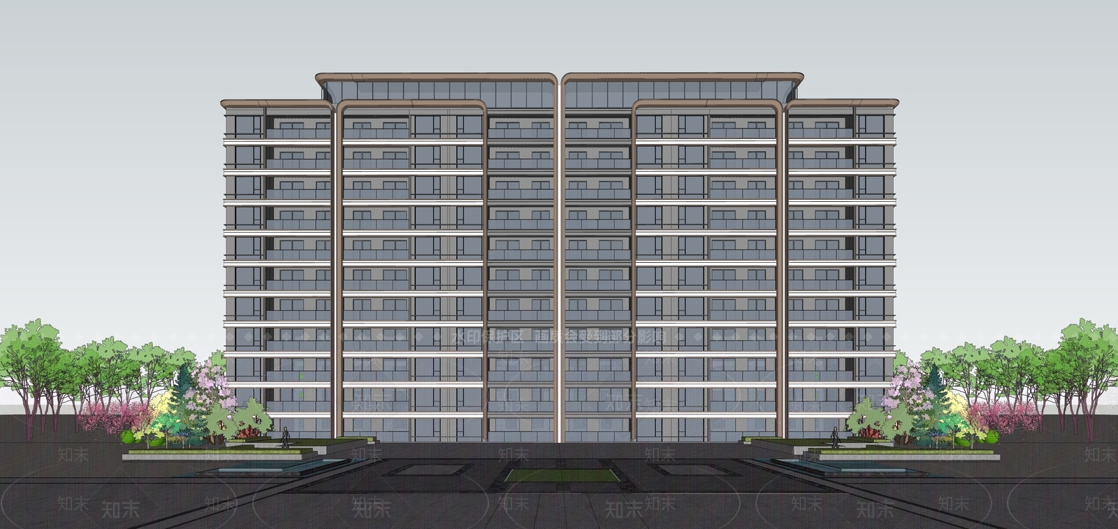 现代高层住宅SU模型下载【ID:1138052647】