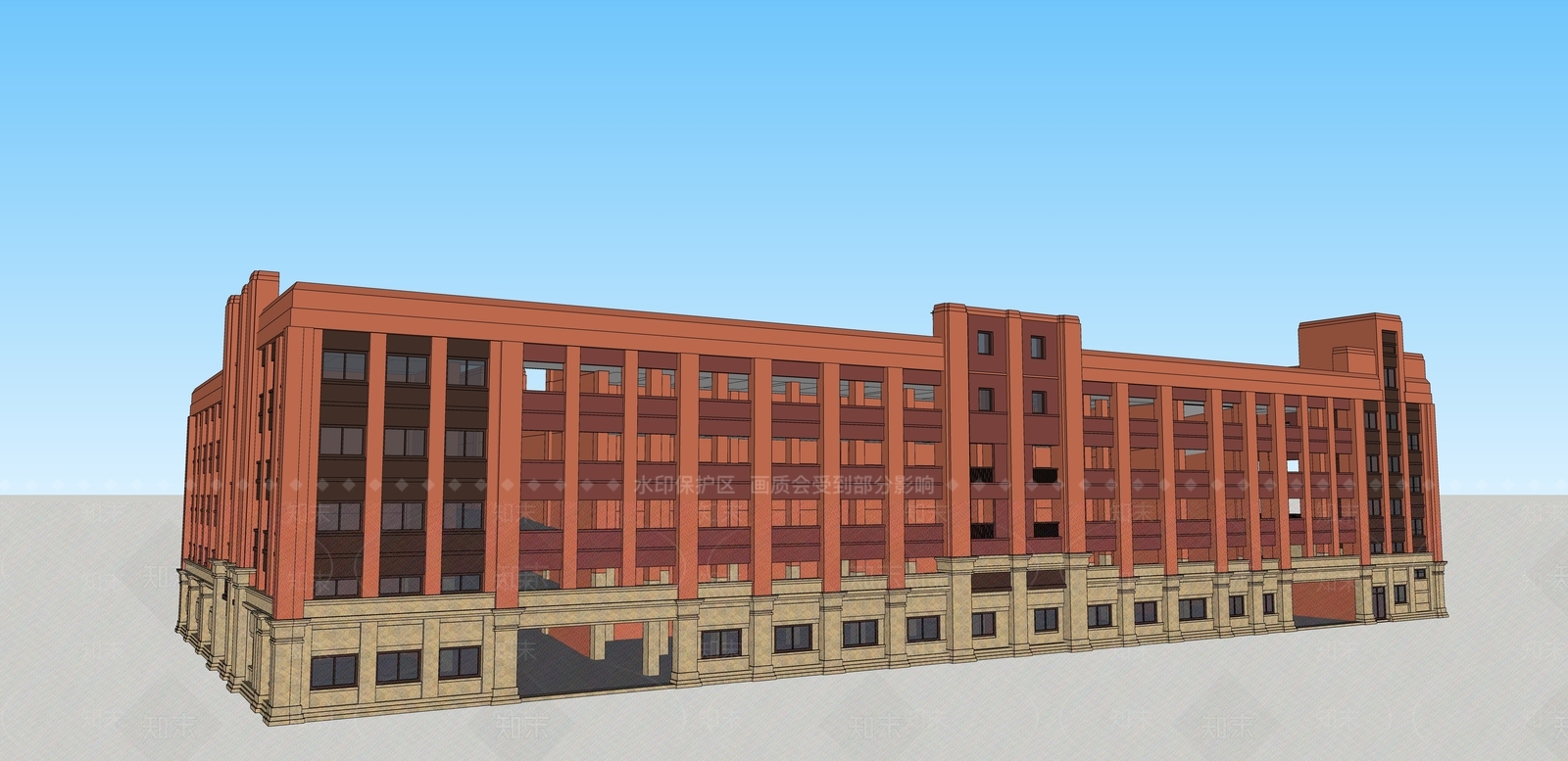 现代公共建筑停车楼SU模型下载【ID:1138053566】