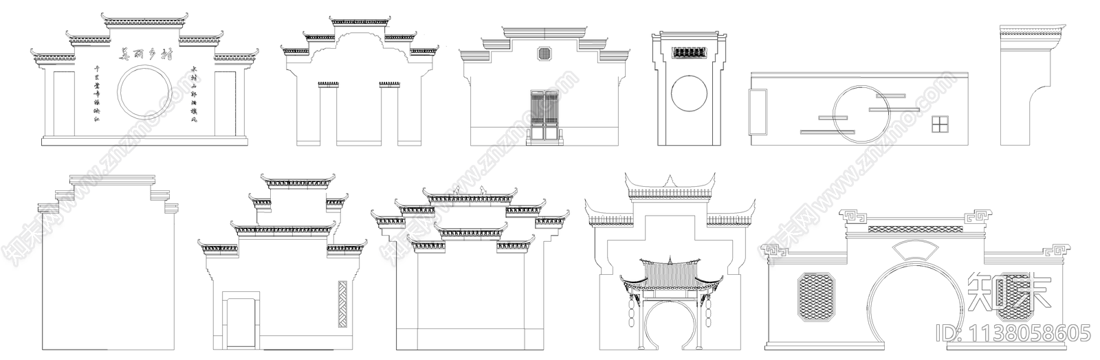 新中式围墙马头墙施工图下载【ID:1138058605】