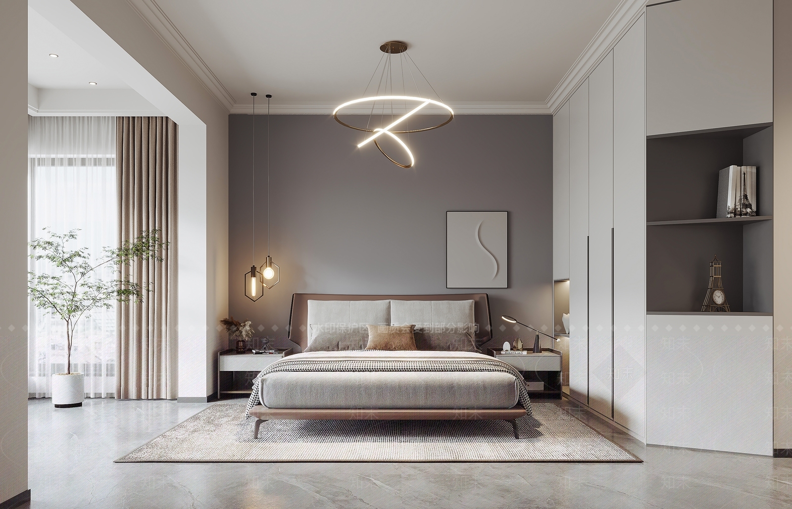 现代简约主卧3D模型下载【ID:1138066051】_知末3d模型网