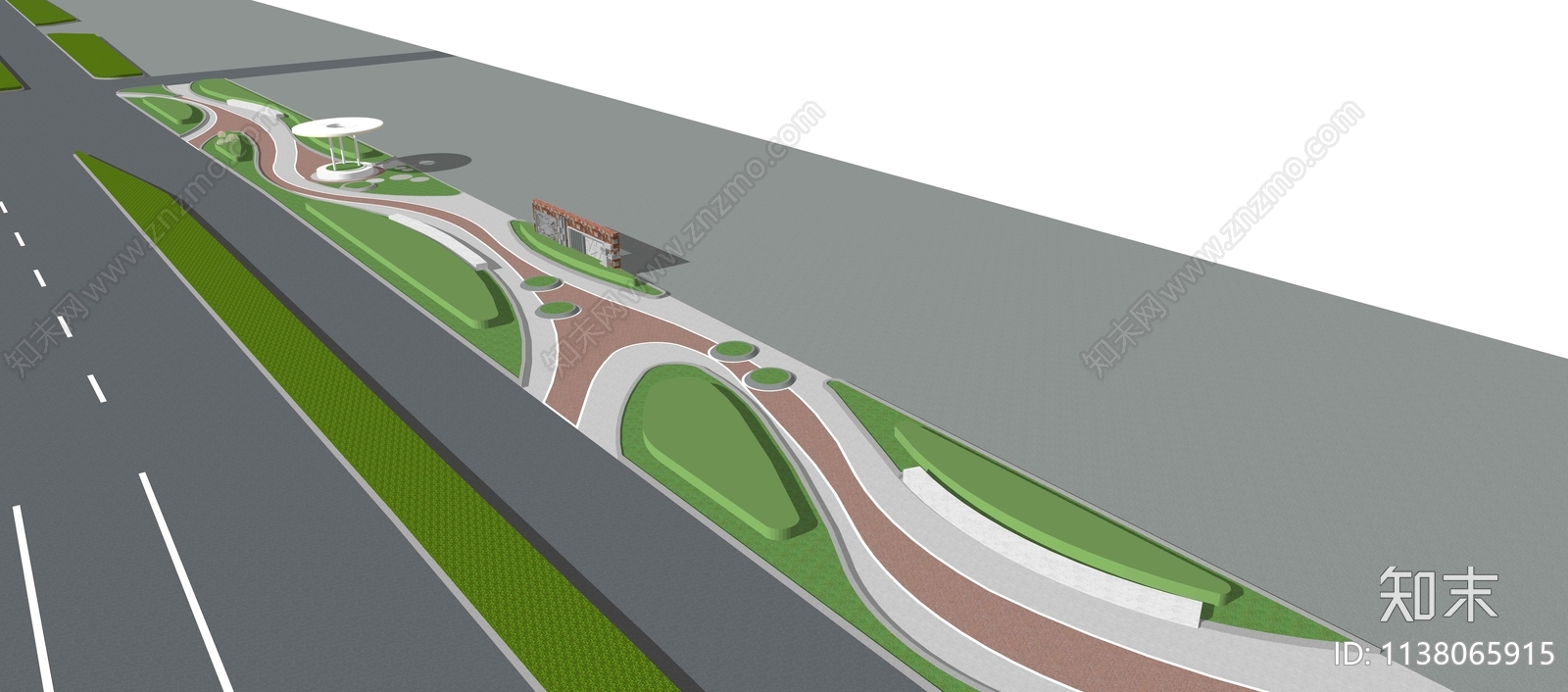 现代市政文化口袋公园SU模型下载【ID:1138065915】