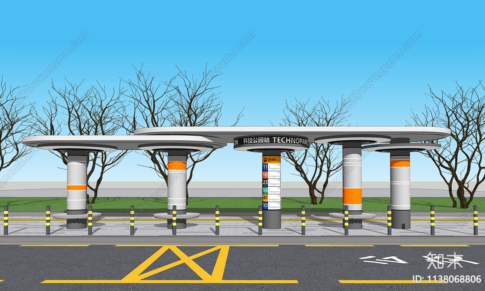 现代公交站台SU模型下载【ID:1138068806】