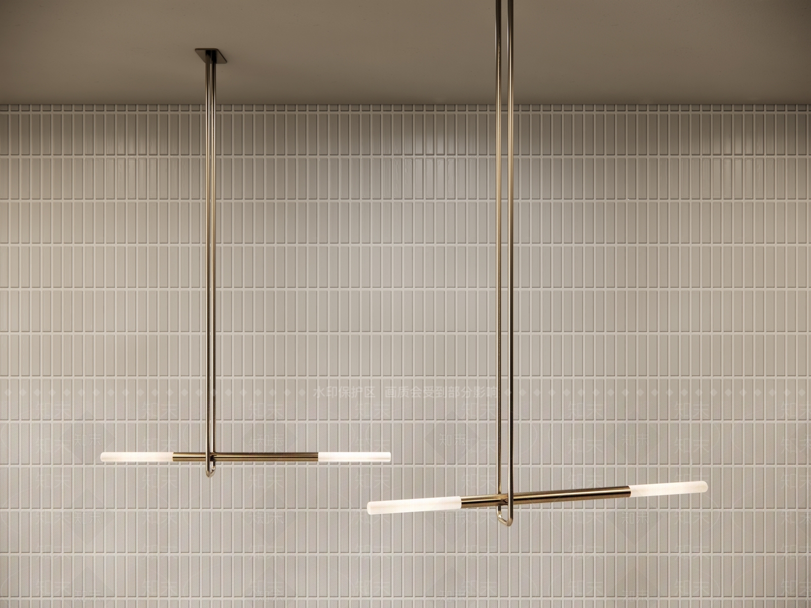 现代极简轻奢金属长条创意吊灯SU模型下载【ID:1138069082】_知末su模型网