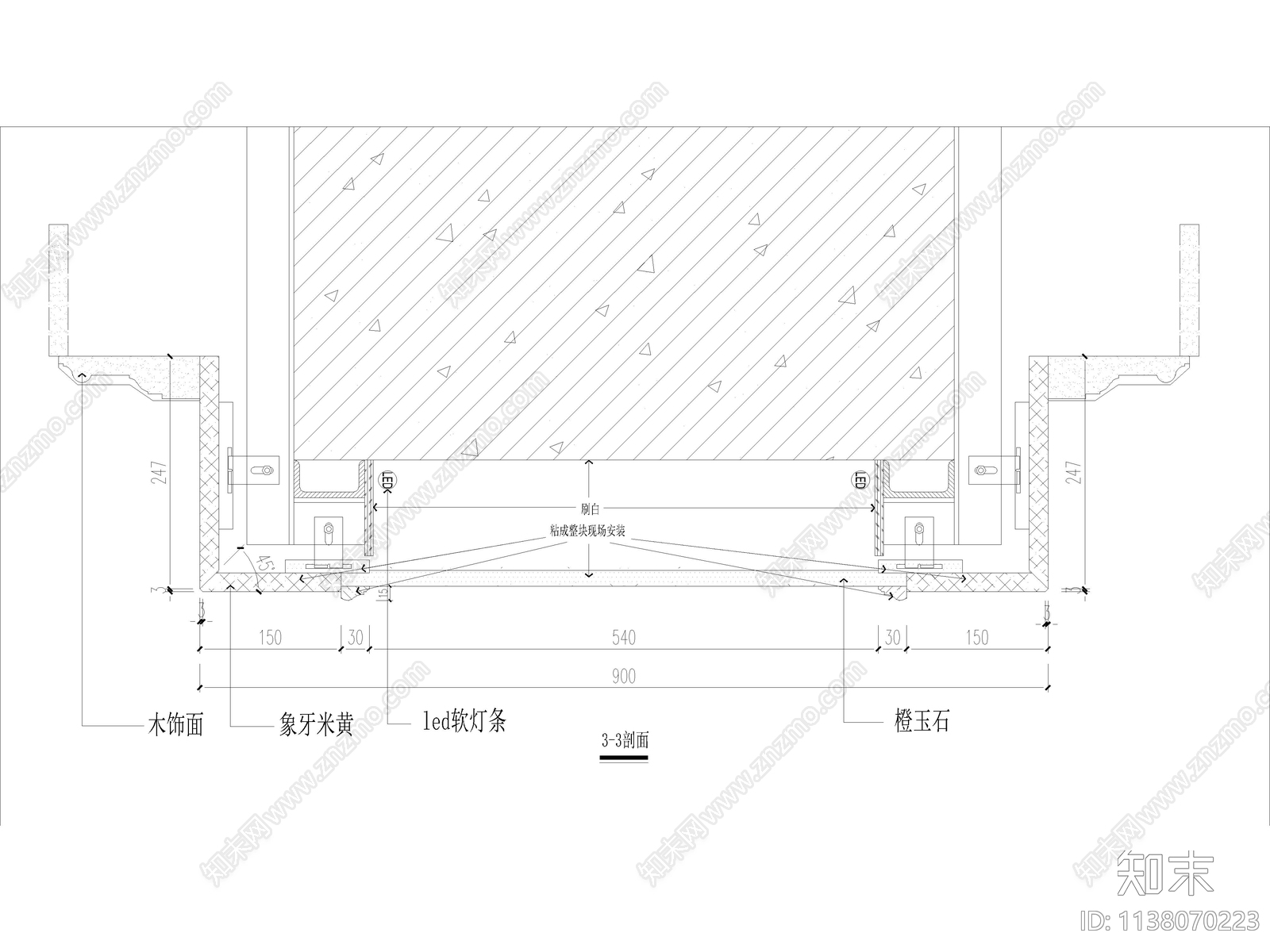 石材柱子暗藏卷帘门剖面节点施工图下载【ID:1138070223】