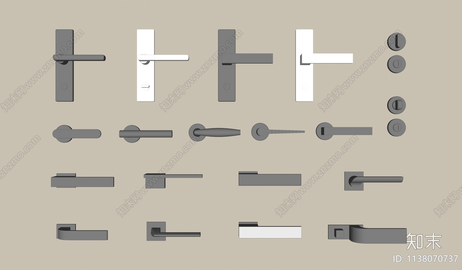 现代门把手SU模型下载【ID:1138070737】