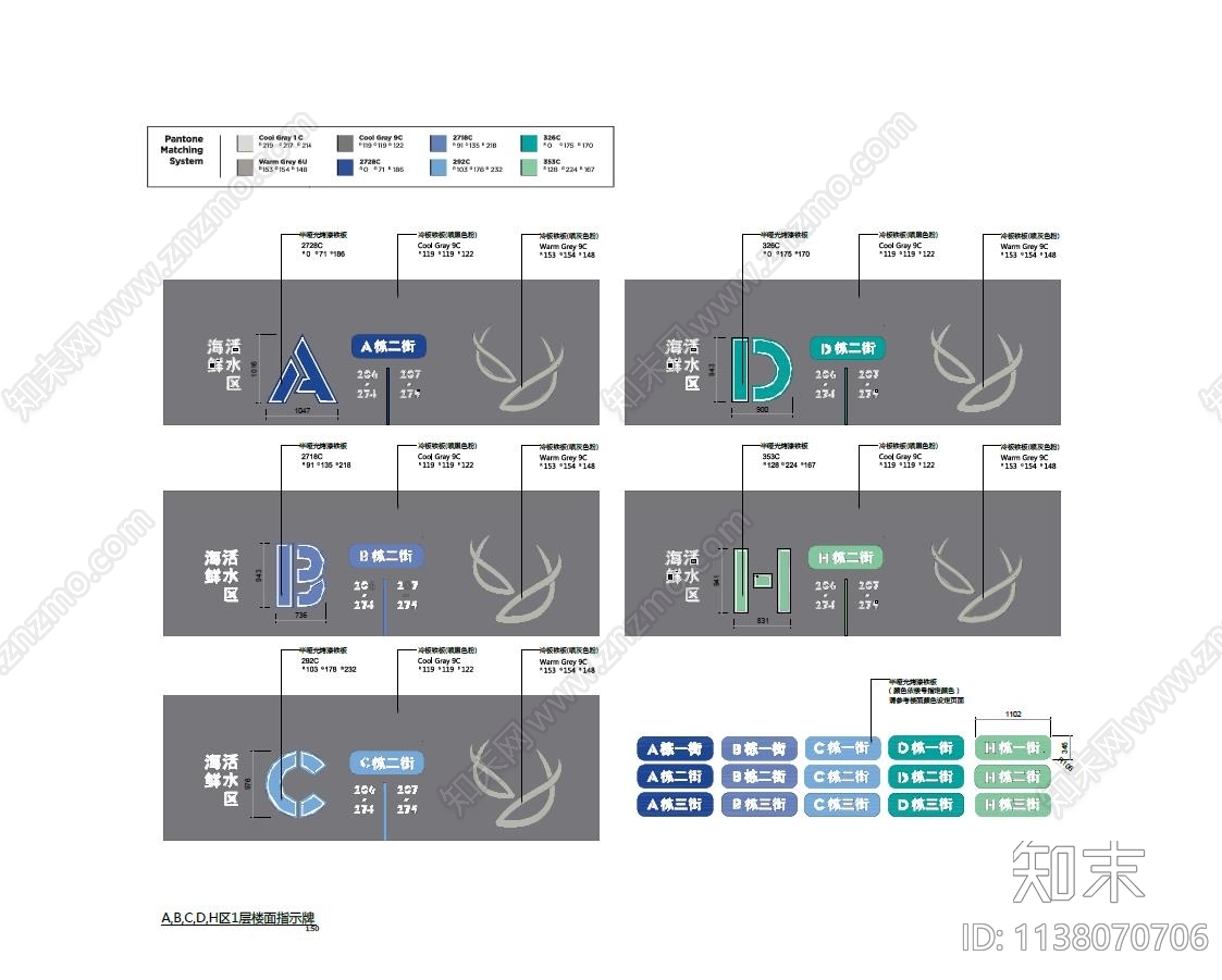 市场楼面指示牌大样cad施工图下载【ID:1138070706】