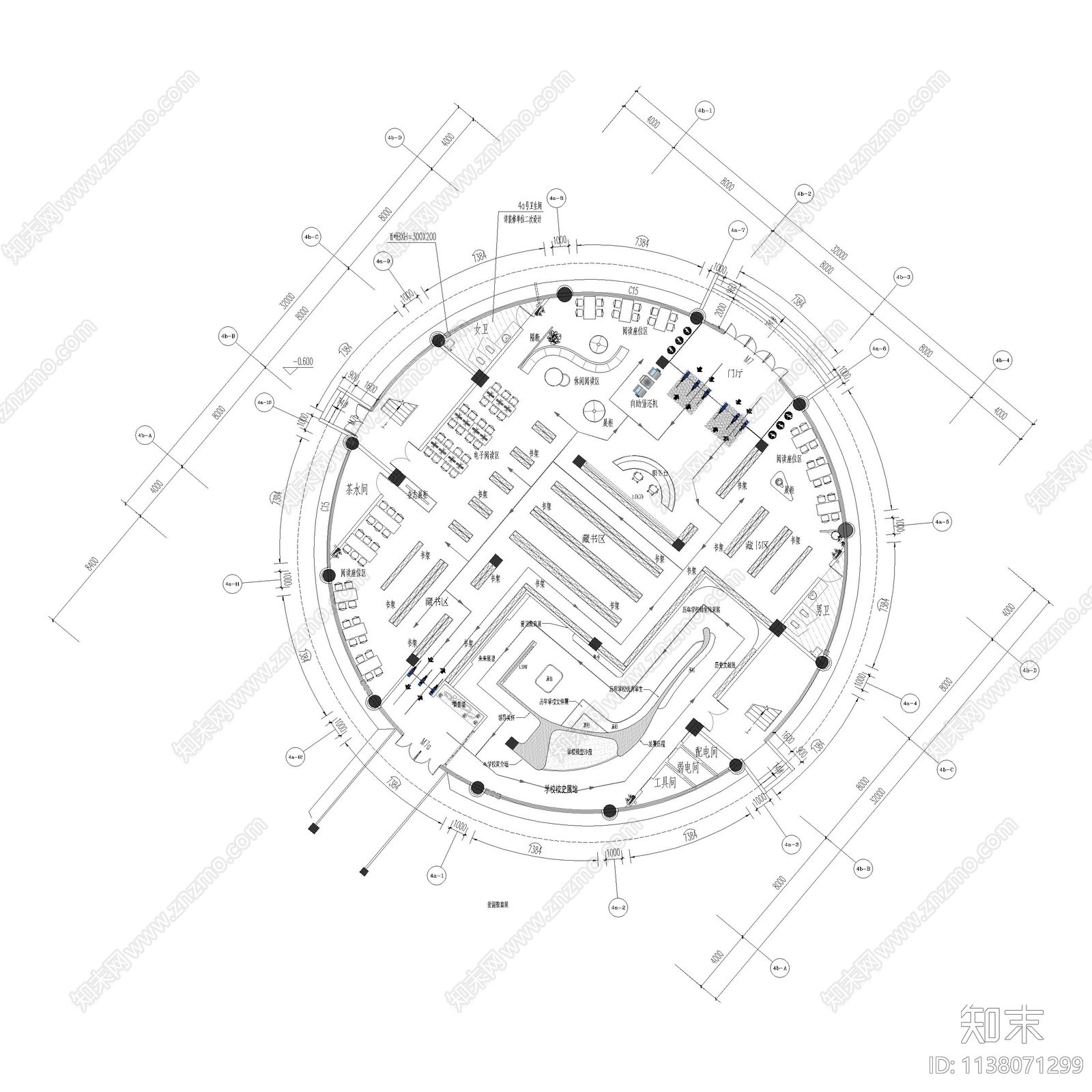 某图书校史馆平面布置图施工图下载【ID:1138071299】