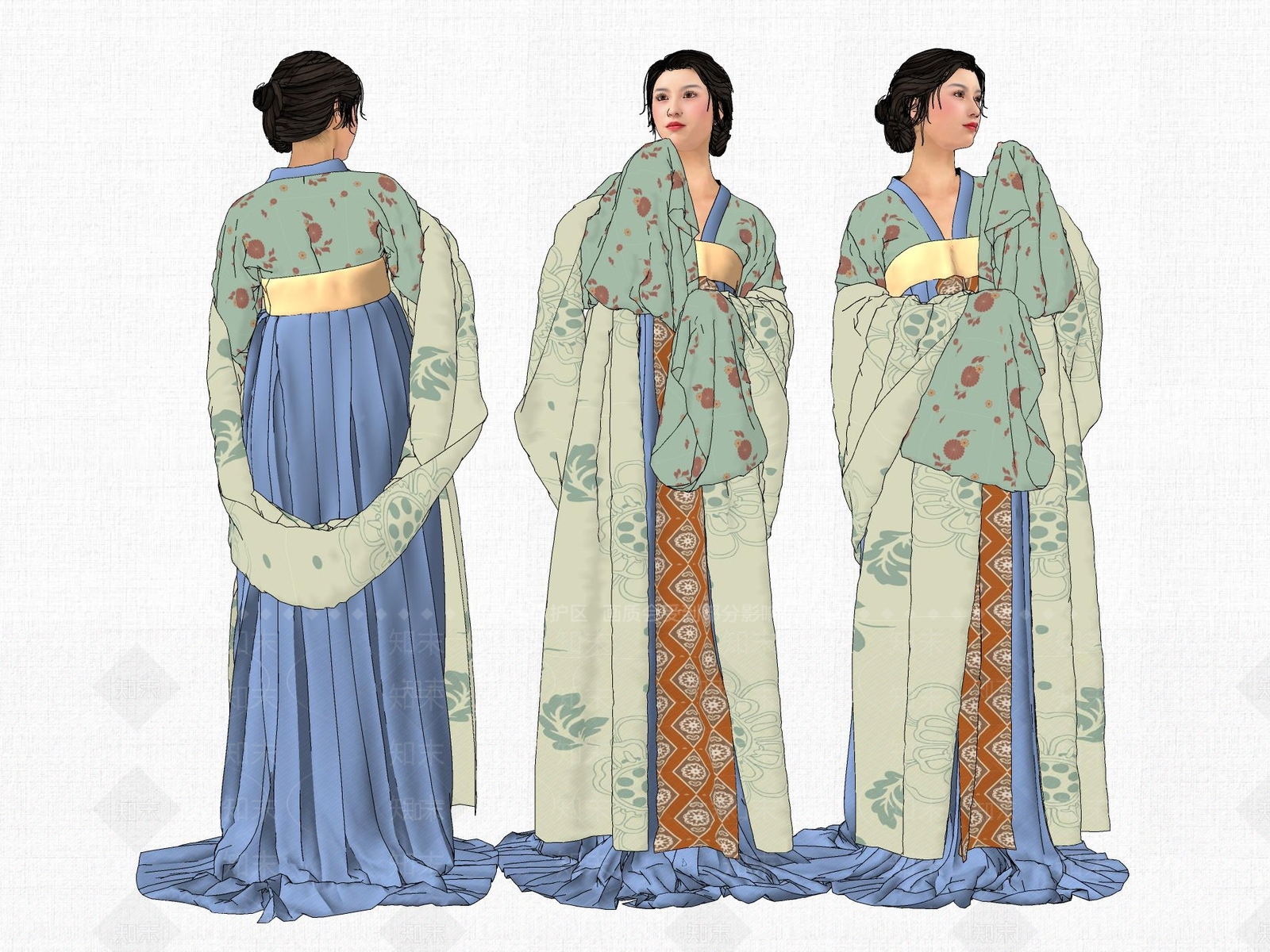 汉服美女SU模型下载【ID:1138074858】