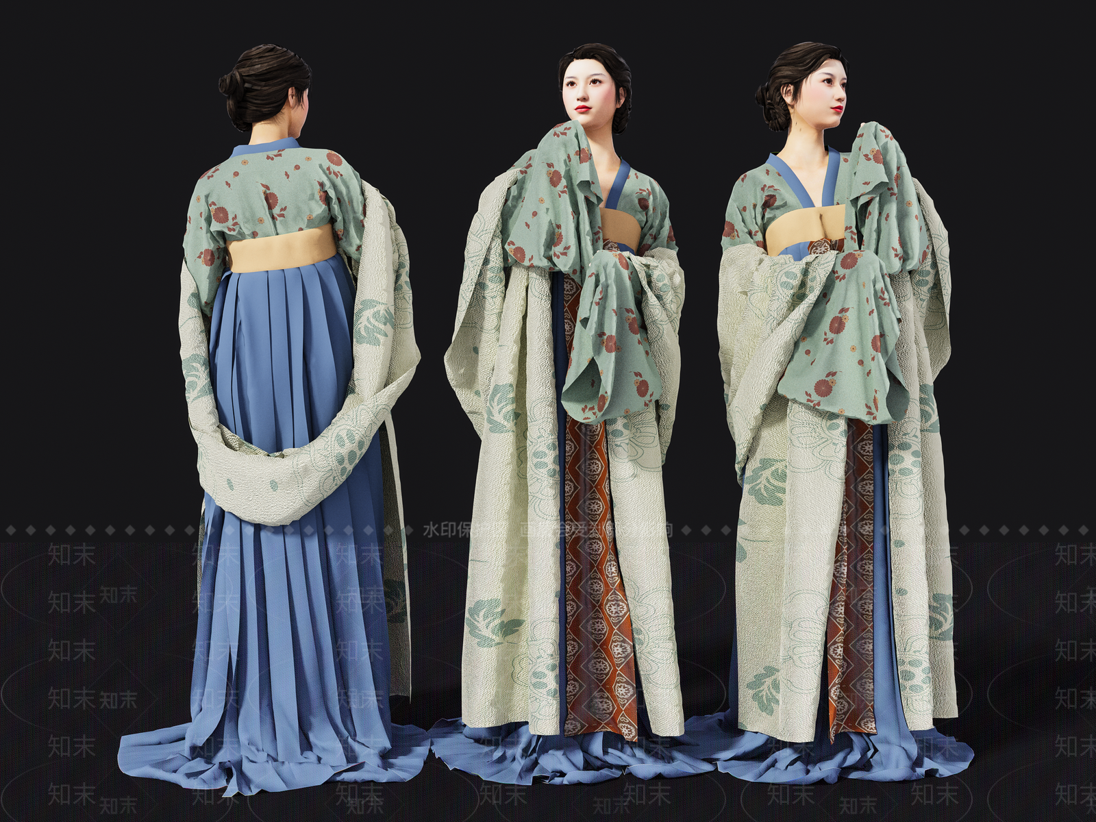汉服美女SU模型下载【ID:1138074858】