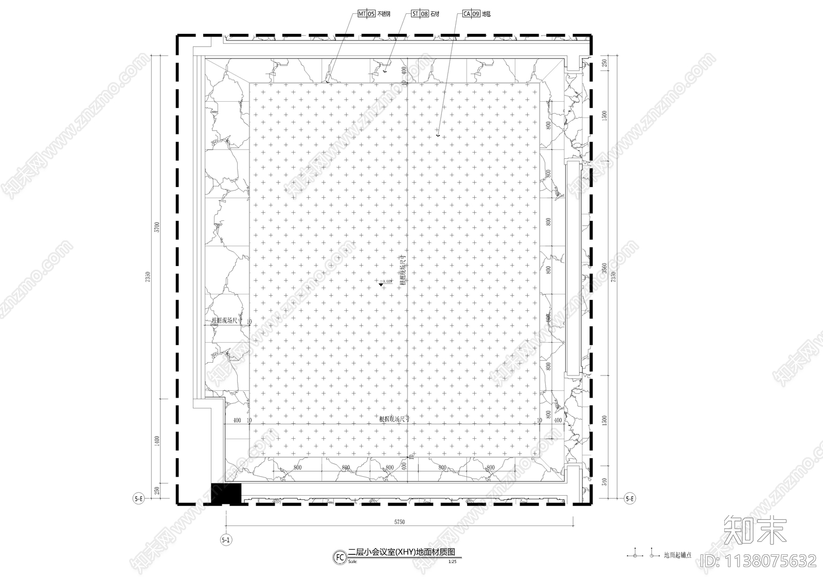 45平小会议室cad施工图下载【ID:1138075632】